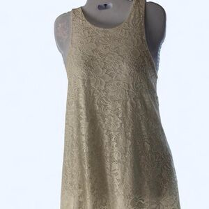 Ginger G Ivory Lace Sleeveless Dress with Keyhole back M